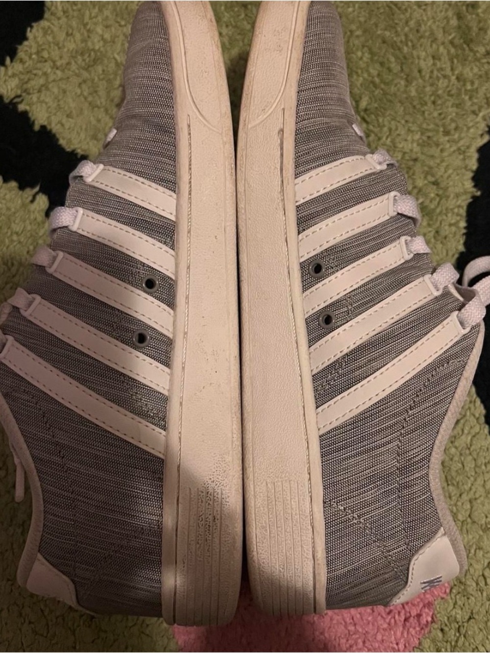 K-Swiss Women's Grey Knit Sneakers with White Stripes